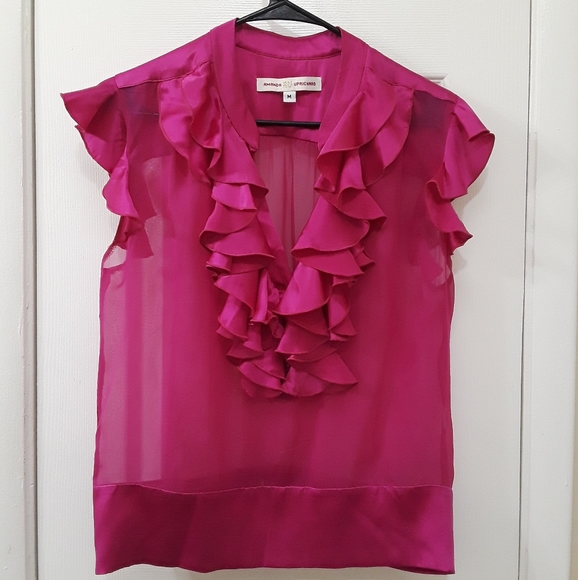Rare! Amanda Uprichard Sheer Ruffled Silk Top
